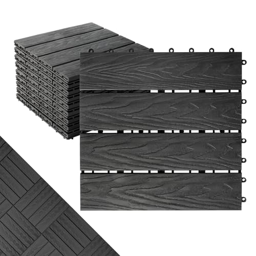 ShunHong Polymer Composite Interlocking Deck Tiles Outdoor,12x12 Composite Decking Boards for All Weather...