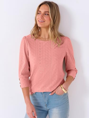 ANRABESS Womens Tops 3/7 Sleeve Fall Blouses,Coral,XL - image 5