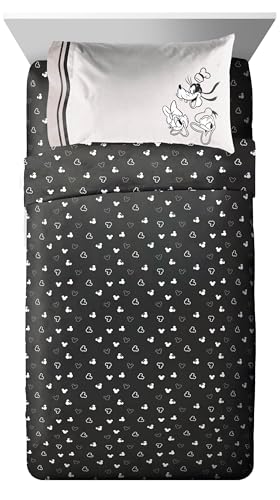 Image of Disney Mickey Mouse and Friends Twin Comforter Set 5 Piece Bedding, Beige | Minnie Donald Goofy, Bed in a Bag, Comforter Sheets Sham Pillowcase, Official Product, Soft Microfiber, Machine Washable