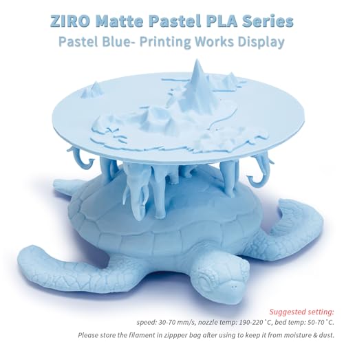 Image of ZIRO Matte Pastel Colors PLA Series, Tougher & Stronger, 1.75mm Pastel Blue | Fit for Most FDM 3D Printer, 1.75mm 1KG Spool, Dimensional Accuracy + /-0.03mm, Colorful PLA FilamenT
