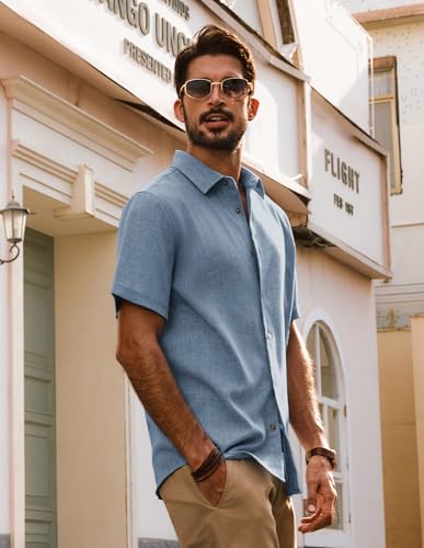 PJ PAUL JONES Mens Casual Shirts Short Sleeve Button Down Shirt Lightweight Summer Shirts3