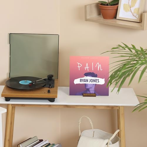 Heather & Willow Now Playing Vinyl Record Stand | Wooden Vinyl Record Holder Display | Wood Records Storage Stands for Albums & Turntables Gifts | Now Spinning Vinyl Accessories Rack