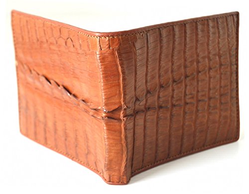 Men's Bifold Crocodile Tail Skin Leather Tan Wallet4