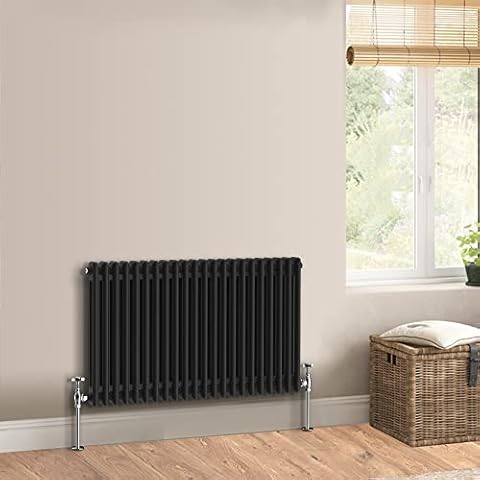 Warmehaus Traditional Cast Iron Style Black Double Column Horizontal Radiator 600 x 1010mm - Perfect for Bathrooms, Kitchen, Living Room Cover