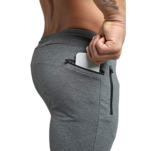 Calça de moletom masculina GymRevolution para treino, corrida, com bolso com zíper e alça para toalh