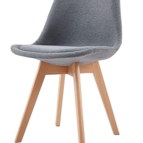 Image of Set of 4 Modern Style Mid Century Modern Dinning Room Cafe Hotel Office Wooden Legs Chair (Grey Full Fabric)