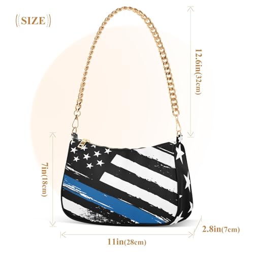 Image of Shoulder Bags for Women American US Flag Independence Day Patriotic Hobo Tote Handbag Small Clutch Purse with Zipper Closure