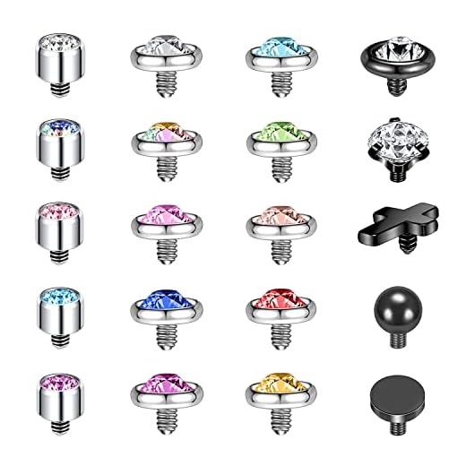 ZS 16G Edelstahl Dermal Anchor Piercing für Männer Frauen Diamant Hautanker Gewinde Intern Tops Schwarz Gold Microdermal Piercing Schmuck (B)