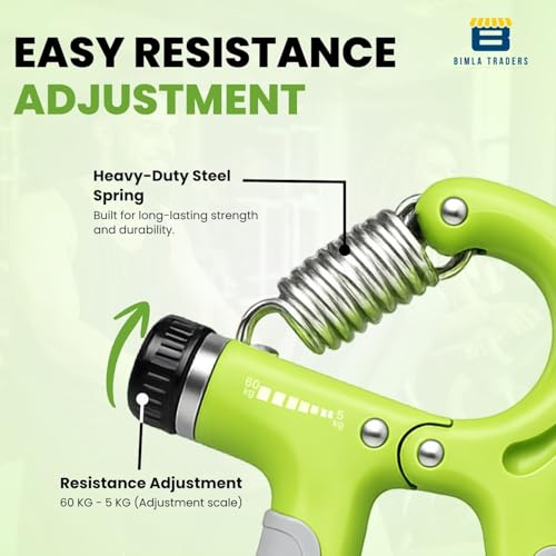 Image of CRAE Hand Gripper with Counter - Adjustable Grip Strengthener, 60 KG Capacity for Forearm, Wrist & Finger Workout Men & Women (Green)