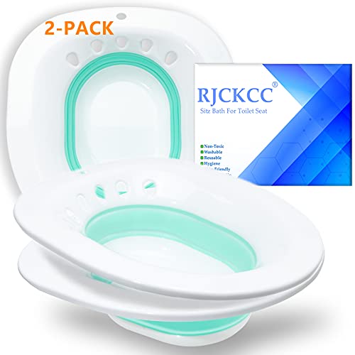 RJCKCC Sitz Bath for Toilet Seat 2-Pack Bartholin Cyst Sitz Bath for Hemorrhoids Women Postpartum Care Men Bartholin'S Cyst Vagi-Sitz Bath Kit Sitz Bath Bowl Pan Sitz Bath for Yoni Steam, 2-pac Blue