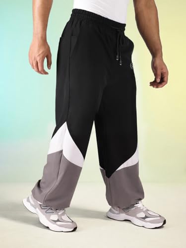 Image of CHKOKKO Men's Nylon Track Pants with Colorblock Design | Lightweight Breathable Sports Pant | Relaxed Fit Activewear for Workout, Training & Everyday Comfort