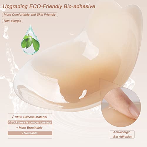 Topall Newest Invisible Lifting Bra, Pasties Nipple Covers With Lift Adhesive Backless Strapless Bra, Ultra-Thin Breast Lift Pasties Silicone Sticky Bras For Women Fits A-D Cup #TOP4
