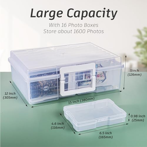 Sunmaio 29514CLEAR 4X6In Photo Storage Box, Photo Cases And Craft Keeper With Handle 16 Inner Cases,Greeting Cards Organizer Kit thumb #4