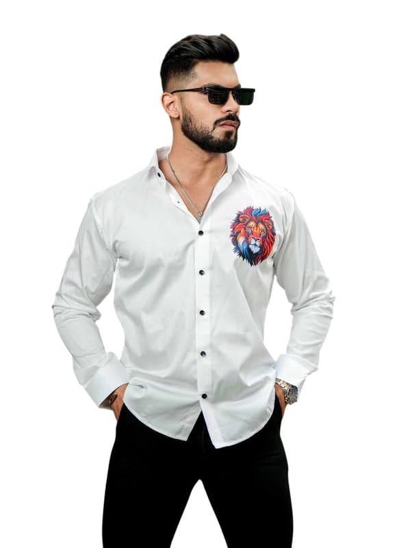VANIZ Shirt for Men's | Men Stylish Shirt | Men Cotton Shirt | Men's Regular Kesri White-picture-31