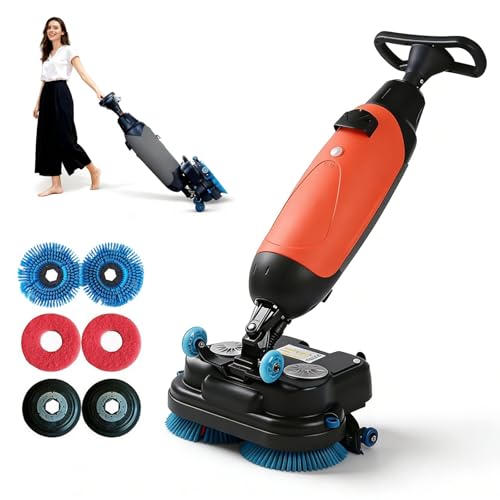 HCAUYNN 17' Commercial Floor Scrubber Machine, Double Brush Disc – Multi-Functional Floor Buffer, 17' Washing Width, 1 Gal Tank, 13000 sqft Capacity for Tile...
