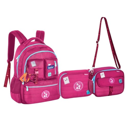 Kit Mochila Lancheira e Estojo Escolar Juvenil Da Youtuber Luluca Rosa