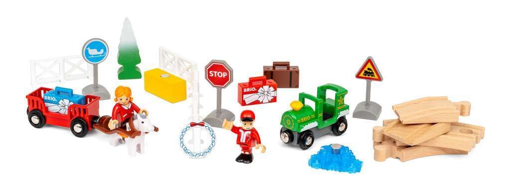BRIO Calendario de Adviento de Navidad 2023 para niños a partir de 3 años, juego de tren de juguete de ferrocarril de madera, accesorios y complementos