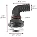 JT-HLM 90 Degree 1-1/2'' Nylon Thru Hull Connector,Black Deck Drain with Stainless Steel Trim Cover, Hose Pipe Elbow Bilge Pump Drain Thru Hull Fitting