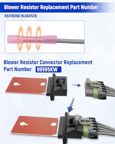 Image of HVAC Blower Motor Resistor Kit Fit for Chevrolet Sonic 2012-2021 Spark 2013-2015 Trax 2015-2022, AC Blower Control Module with 13 AWG Connector Wire Harness, Replace 95018066 94560526
