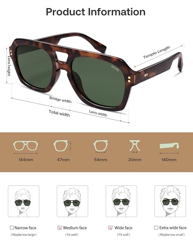 Image of SOJOS Retro Thick Polarized Aviator Sunglasses for Women Men, Large Trendy Bold Square Pilot Shades SJ2385
