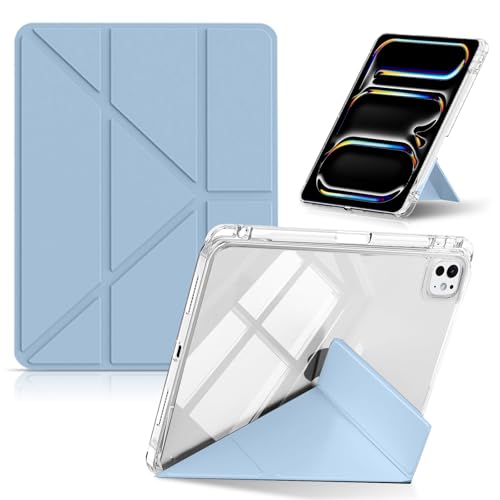 Coque iPad Pro 11 M5 2025 bleue en cuir pour travailler au café en toute sécurité