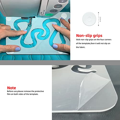 Kapyoo Free Motion Quilting Rulers And Templates Quilting Templates For Machine Quilting Templates Quilting Supplies Sewing Accessories With Non-Slip Grips(Meandering) #TOP5