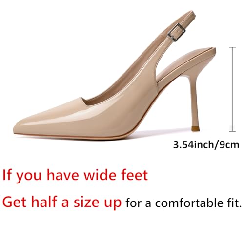 RIBONGZ Sexy Slingback Pumps Elegant Dressy Heels for Women Closed Toe Pointy High Heels Wedding Bride Prom Party Evening Shoes2