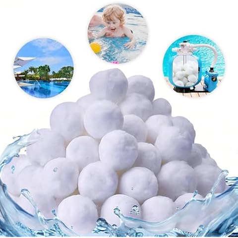 Hutuzldz 3.1 Lbs Pool Filter Balls, Pool Filter Sand Eco-Friendly Filter Media for Swimming Pools and Bath Center Bathtubs, Suitable for All Sand Filter Systems (3.08 Pounds) Cover