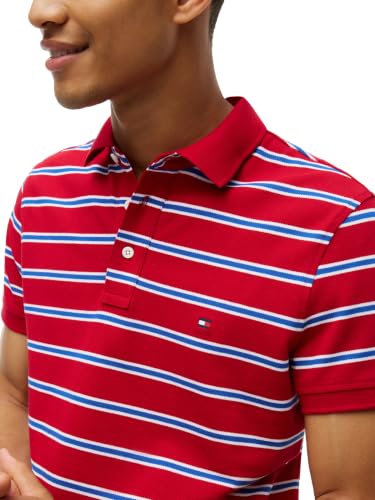 Image of Tommy Hilfiger Men's Short Sleeve Polo Shirts in Slim Fit with Stretch and Organic Pique Cotton