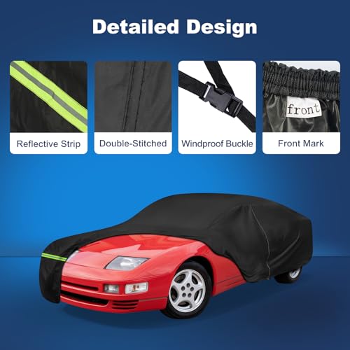 Image of QUNSUNUS Car Cover for Nissan 260Z /280Z /280ZX /300ZX 1974-1996, Waterproof 300ZX Car Covers with Cotton Lining, All Weather Cover with Straps and Zipper