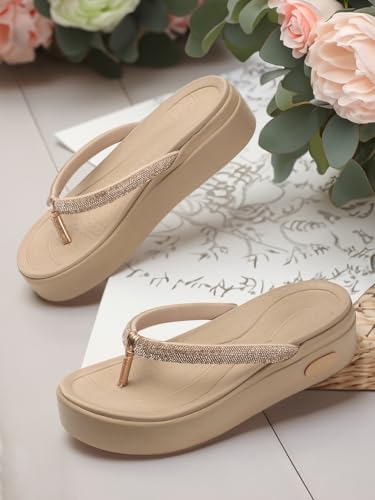 Image of ELLE Women Round toe platform heel slip-on sandal with Shimmer Detail