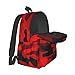 SUPLUCHOM School Backpack Military Camouflake Camo Red Black Casual Daypack Men Women Polyester Laptop Bag with Side Pockets Bookbag for Travel Hiking Work Student Over 3 Years Old Kids