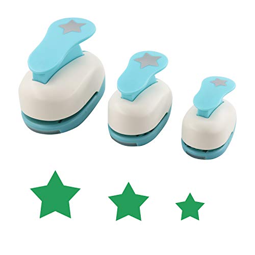 KAMEI 3 Pcs Hole Puncher for Paper DIY Craft Punch for Scrapbooking Arts for Kids Teacher Office Supplies (Star)