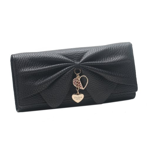 Damara Große Zierschleife Damen Clutch Geldbörse Portemonnaie,Schwarz