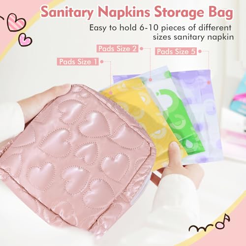 Image of Sanitary Napkin Storage Bag Soft PU Leather Sanitary Pad Bags for Period Teen Period Pads Pouch for Panty Liners, Tampons, Menstrual Cup - White