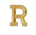 Alphabet Letter - R- Color Gold - 2" Block Style - Iron On Embroidered Applique Patch