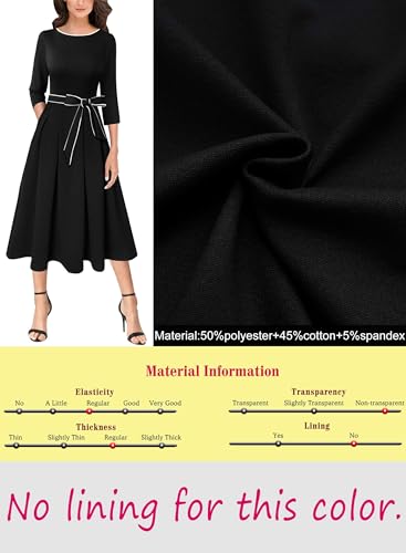 Image of VFSHOW Womens Work Business Casual Church Pockets Belted A-Line Midi Dress