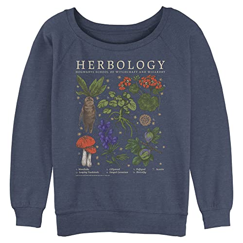 Harry Potter Women's Deathly Hallows Herbology Junior's Raglan Pullover with Coverstitch