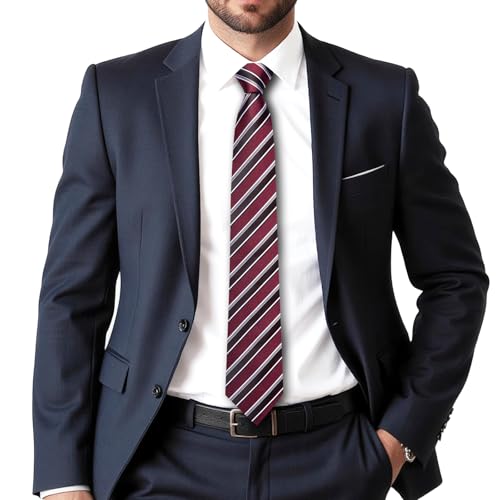 Image of Dubulle Silk Ties Set for Men Formal Paisley Striped Necktie Pocket Square Cufflinks 3PCS Sets Wedding Business Party