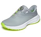Skechers Men's Flow Slip-in Spikeless Golf Shoe Sneaker, Gray Twist Fit Laces, 12 Wide