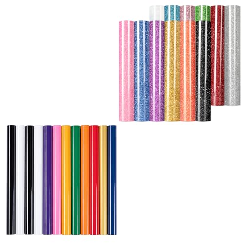 HTVRONT HTV Heat Transfer Vinyl -13 Pack HTV Vinyl Sheets-12" x 10"Glitter Iron On Vinyl for T-Shirts