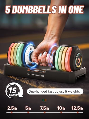 Adjustable-Dumbbells-Set-125LB225LB-Pair-1-Sec-Fast-Adjustable-5-Weights-by-Turning-Handle-Premium-Comfort-Non-slip-Metal-Dumbbells-with-Tray-Compact-Size-for-Full-Body-Home-Workout