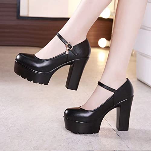 Image of Ulalaza Women Mary Jane Dress Pumps Lolita Shoes Cute Platform Gothic Double Ankle Strap Round Toe Chunky Heel Uniform Pumps Shoes Perfect for School Party Business Work Dance Date Night Club