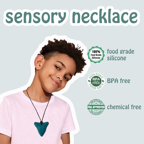 Chew Necklaces for Sensory Kids 6 Pack, Chewy Necklace Sensory Toys for Kids with Autism, ADHD, SPD, Silicone Boys Girls Chew Toys Teething Necklace Reduce Chewing Fidgeting - Image 4