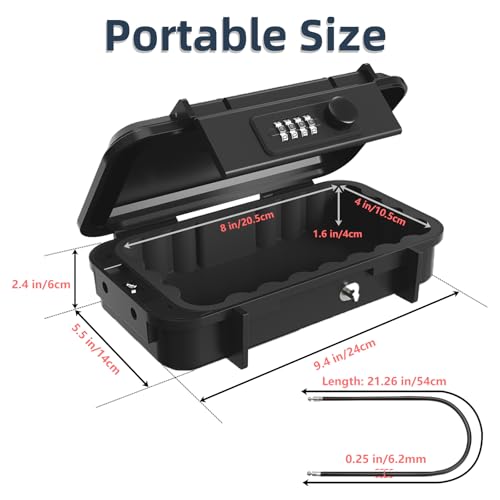 Portable Small Lock Box, Waterproof Beach Travel Lock Box, 4-Digit Combination Lock Box with Removable Chain for Travel, Beach, Hotel, Dormitory, Home and Office - Image 3