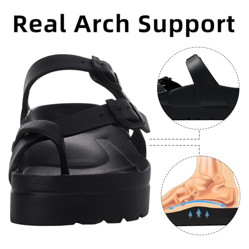Image of Goosecret Women's Platform Sandals with Arch Support Comfortable Foam Slides Summer Beach Sandals with Adjustable Buckle