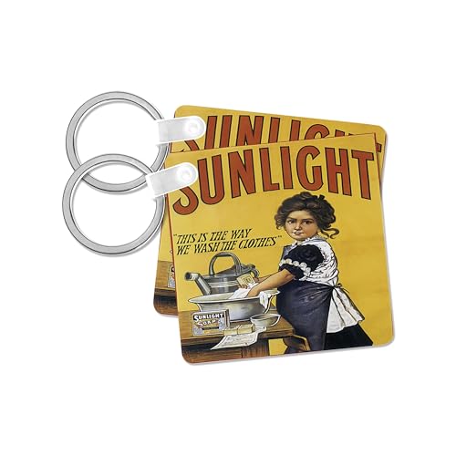 3dRose, Vintage Sunlight Laundry Soap Advertising Poster, set of 4 Key Chains