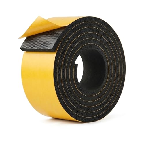 4m Schwarzes Selbstklebendes Moosgummi-Dichtband (Fensterrahmen-Schaumstoffband) Universelles Dichtungsband für Türen Fenster und Möbel zur Isolierung und Abdichtung | 50 mm(Breite) x 6 mm(Dicke)