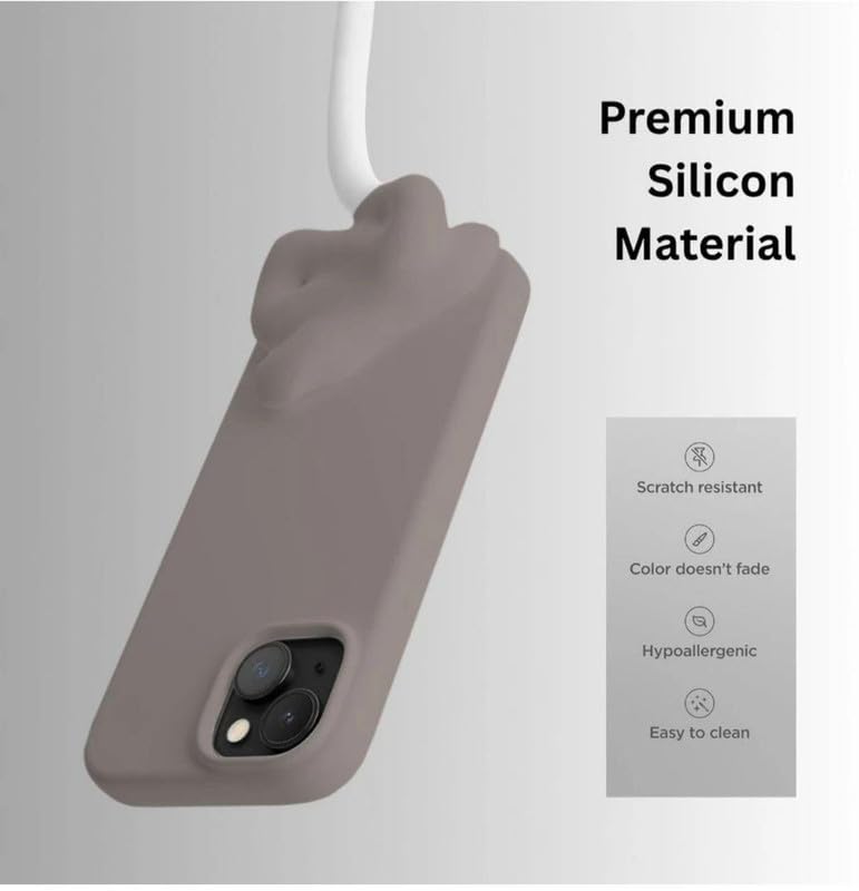 Image of Premium Liquid Silicone Case for iPhone 13 - Slim Full Body Protective Back Cover with Soft Microfiber Lining, Anti-Slip Grip Scratch Resistant Phone Case (Light Grey)