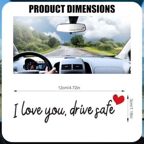Image of Gosknor 10pcs I Love You Drive Safe Rearview Mirror Decal, Drive Safe Sticker Rear View Mirror Sticker Vinyl Car Vanity Decoration (Black)